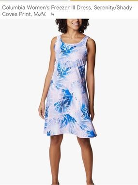 Columbia Women's Freezer III Dress in Serenity/Shady Coves Print - size Large